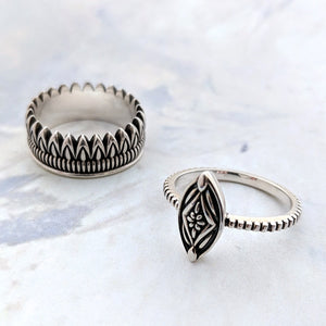 Currently Stacking Silver Protea Rings