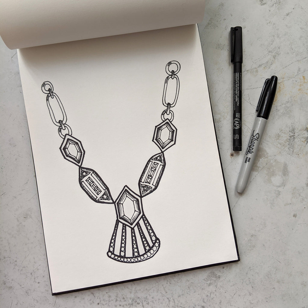Jewelry Coloring Pages - Art Deco Necklace