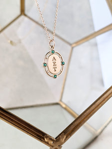 Yellow Gold and Emerald Sorority Pendant