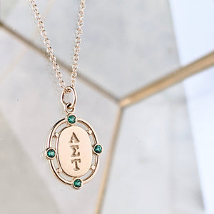 Yellow Gold and Emerald Sorority Pendant