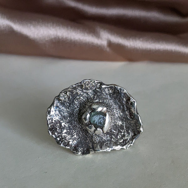 Raw Sapphire Cocktail Ring - Size 8.00